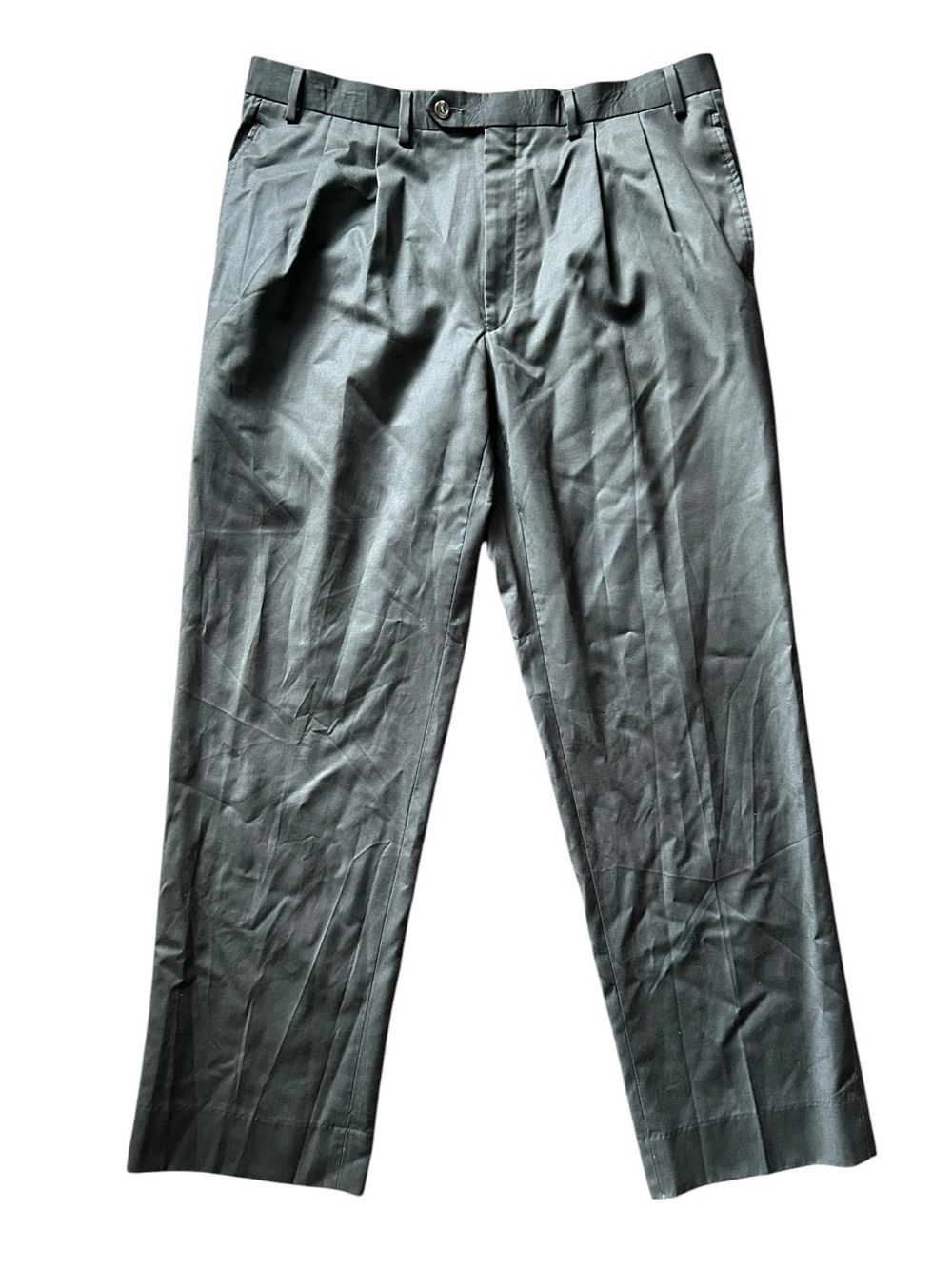 Lauren Ralph Lauren Mens 36-30 120’s & Cashmere Pleated Dress Pants Olive Green‎